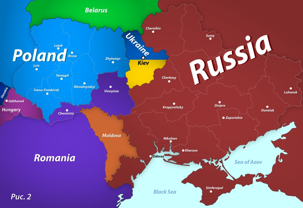 Медведев опубликовал карту, где Украина отошла другим странам